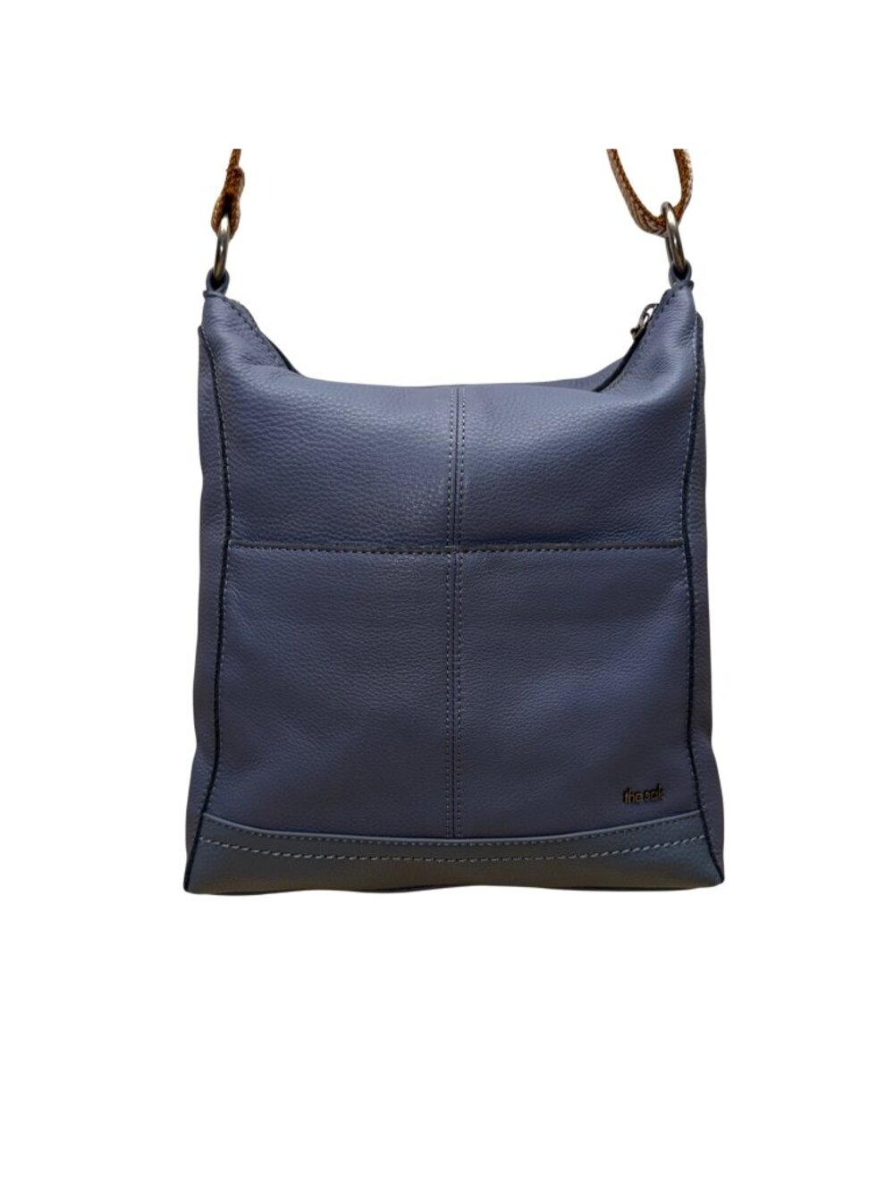 The Sak Women’s Blue Leather Adjustable Strap Pebbled Texture Crossbody Bag